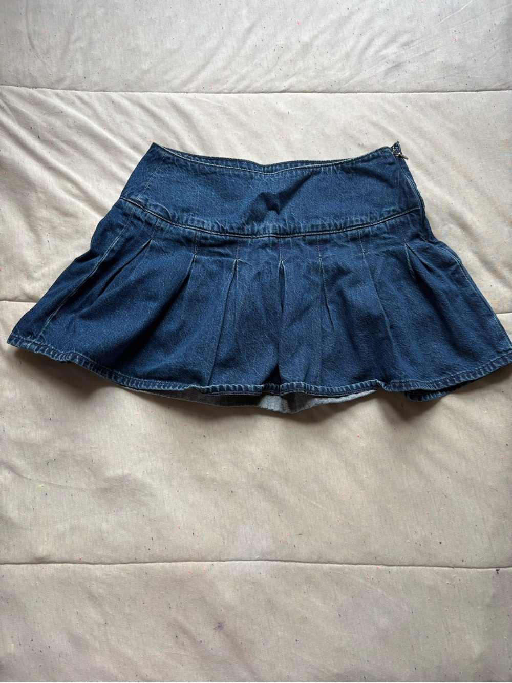 American Eagle AE High-Waisted Pleated Denim Mini Skort Blue Medium